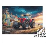 Escena de Tractor Rural Rompecabezas 1000 Piezas Cartón de Papel 38x26cm, Niños Adolescentes 12+ Principiantes Adultos, Entrenamiento Cerebral Desarrollo Cognitivo, Ilustración de Granja