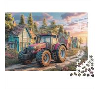 Escena de Tractor Rural Rompecabezas de Estilo artístico de Campo Vintage en Papel Resistente Actividad educativa Familiar 70x50cm/1000 Piezas