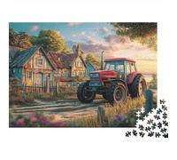 Escena de Tractor Rural Rompecabezas de Pintura de Campo Vintage en Papel Set diversión Familiar Regalo para Calcetines navideños 70x50cm/1000 Piezas