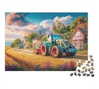 Escena de Tractor Rural Rompecabezas DIY de Arte paisajístico Granjero Vintage en Papel Premium Estimulante Mental Regalo para Calcetines navideños 70x50cm/1000 Piezas