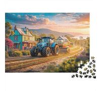 Escena de Tractor Rural Rompecabezas DIY de Estilo de Paisaje de Granja Vintage en Papel Premium para niños +12 Divertido Regalo para Calcetines navideños 38x26cm/1000 Piezas