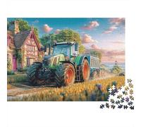 Escena de Tractor Rural Rompecabezas DIY de Estilo paisajístico Granjero Vintage en Papel Premium Estimulante Mental Regalo para Calcetines navideños 52x38cm/1000 Piezas