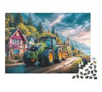 Escena de Tractor Rural Rompecabezas DIY de Pintura de Campo Vintage en Papel Premium Estimulante Mental Regalo para Calcetines navideños 52x38cm/1000 Piezas