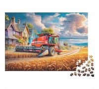 Escena de Tractor Rural Rompecabezas Premium de Arte de Paisaje de Granja Vintage en cartón Regalo Decorativo para Calcetines navideños 70x50cm/1000 Piezas