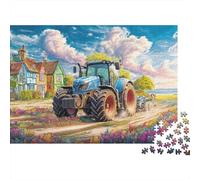 Escena de Tractor Rural Rompecabezas Premium de Arte paisajístico Granjero Vintage en cartón Regalo Decorativo para Calcetines navideños 70x50cm/1000 Piezas