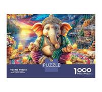 Escena del Altar de Ganesha 1000 Piezas Rompecabezas Divertidos DecoracióN Familiar Elefante en el Mercado Jigsaw Desafíos Difíciles para Familiares Y Amigos 38x26cm/1000pcs
