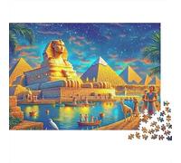 Escena del Antiguo Egipto, Rompecabezas de 1000 Piezas para Adultos, Ciudad egipcia, esfinge, pirámides, Premium, desafiante difícil, Alivio del estrés, Regalo Familiar, 38x26cm/1000pzas