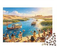 Escena del Antiguo Nilo Puzzle de 1000 Piezas para Adultos Papel Cultura Egipcia Vida Diaria Relajación Familia Decoración Regalo 70x50cm/1000pcs