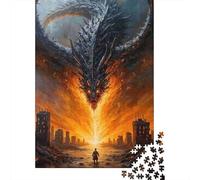 Escena del Apocalipsis del Dragón 1000 Piezas Stock De Cartas Premium Paquete De Rompecabezas Entusiastas De Jigsaw Senior Descompresión Entrenamiento Decoración De Paredes 52x38cm/1000pcs