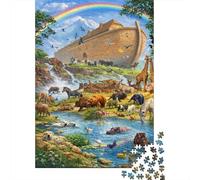 Escena del Arca de Noé 1000 Piezas Cartón Grueso Rompecabezas Premium para Adultos Difícil Desafío Juego 52x38cm/1000pcs