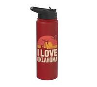 Escena del atardecer de la bomba de aceite I Love Oklahoma Stainless Steel Insulated Water Bottle