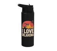 Escena del atardecer de la bomba de aceite I Love Oklahoma Stainless Steel Insulated Water Bottle