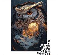 Escena del Bosque de la Luna del búho 1000 Piezas Cartón Extra Grueso Rompecabezas Premium Fans De Adolescentes 12-18 Años Imposible Difícil Desafío Presente Divertido 70x50cm/1000pcs