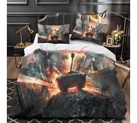 Escena del campo de batalla Funda de Edredón Suave Juego de 3 Piezas Diseño 3D Cremallera Oculta incluye Fundas de Almohada Lavables Dinámica de guerra Funda Edredon for Adultos Single（135x200cm）