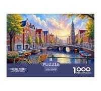 Escena del Canal Amsterdam Piezas De Cartón Resistentes Ayuda A Mejorar El Foco, Habilidades De Resolución Y Coordinación Mano-Ojo 52x38cm/1000pcs