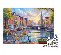 Escena del Canal Amsterdam Puzzle Imposible,desafío para Adultos Interesante Juego Educativo 1000 Piezas Obra De Arte De Juego De para Adultos, Regalos A Partir De 14 Años 52x38cm/1000pcs