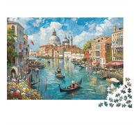 Escena del Canal de Venecia Rompecabezas 1000 Piezas Adultos Coloridos Juego Difícil Regalo Navidad Acertijos Papel 70x50cm/1000pcs