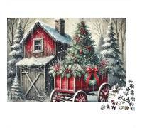 Escena del Carrito de Navidad 1000 Piezas Rompecabezas para Adultos Caballo Salvaje Galopante 1000 Piezas Rompecabezas para Adultos - Actividad Divertida para Días Lluviosos, 52x38cm/1000pcs