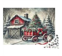 Escena del Carrito de Navidad Cartón Grueso Paquete De Rompecabezas Amantes Rompecabezas Familia Entrenamiento Cerebral Regalo Coleccionistas De Rompecabezas 38x26cm/1000pcs