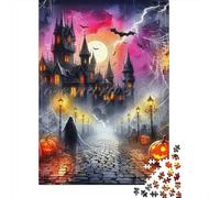 Escena del Castillo de Halloween Puzzle 1000 Piezas para Adultos, Juego Desafiante, Antiestrés, Ejercita Memoria para Toda La Familia, Regalos 300pcs (40x28cm)