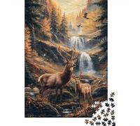 Escena del Ciervo del Bosque Puzzle De 1000 Trozos Papel Grueso Rompecabezas Compatible con Tabla Noche De Juegos En Familia Horas Entretenimiento 70x50cm/1000pcs
