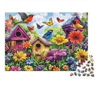 Escena del jardín de la casa de Aves Rompecabezas 1000 Piezas Desafío Imposible Coloridos Papel Adultos Familia DIY Regalo Mujer Hombre 70x50cm/1000pcs