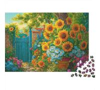 Escena del jardín del Girasol 1000 Piezas Cartón Extra Grueso Rompecabezas Premium Fans De Adolescentes 12-18 Años Imposible Difícil Desafío Presente Divertido 52x38cm/1000pcs
