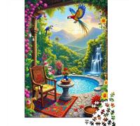 Escena del jardín Tropical Paquete De Rompecabezas 1000 Piezas para Fans Adultos, Cartón Grueso, Decoración Mural, Regalo De Año Nuevo, Juego De Reto Difícil 52x38cm/1000pcs