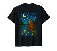 Escena del Libro de Cuentos de un Oso pescando Estrellas, Cielo Nocturno, Bosque Camiseta