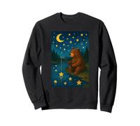 Escena del Libro de Cuentos de un Oso pescando Estrellas, Cielo Nocturno, Bosque Sudadera