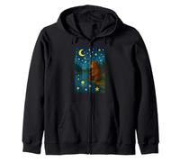 Escena del Libro de Cuentos de un Oso pescando Estrellas, Cielo Nocturno, Bosque Sudadera con Capucha