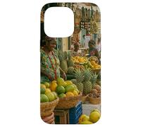 Escena del Mercado Africano, Puesto de Frutas Coloridas y Arte Tribal Carcasa para iPhone 14 Pro MAX