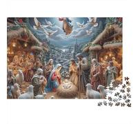Escena del Nacimiento Llegada de Ángeles Puzzle para Adultos Puzzle de 1000 Piezas Papel Regalo Familiar Relajación 38x26cm/1000pcs