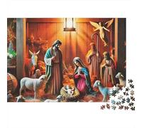 Escena del Nacimiento Puzzle de 1000 Piezas Papel para Adultos Noche de Navidad Puzzle para Toda la Familia Decoración 70x50cm/1000pcs