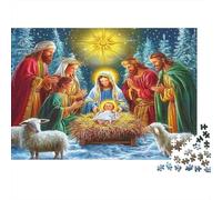 Escena del Nacimiento Puzzle para Adultos Puzzle de 1000 Piezas Papel Noche de Navidad Familiar Regalo Relajante 38x26cm/1000pcs