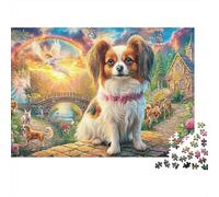 Escena del Perro Celestial 1000 Piece Recycled Cardboard Spaniel Ángel Arte Jigsaw Puzzle Set Educational Challenge Home Fun Great Gift for Family Puzzle Collectors 52x38cm/1000pcs