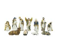 Escena del pesebre sagrado - Estatuas bíblicas, adornos de fe, figuras sagradas, acentos católicos para mesas de sala de estar y decoración navideña del hogar en reuniones familiares y festivales de