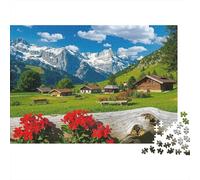 Escena del Pueblo Alpino 1000 Pieza Stock De Cartas Premium Rompecabezas Conjunto Rompecabezas para Adultos Desafío Juego Educativo Presente Divertido 52x38cm/1000pcs