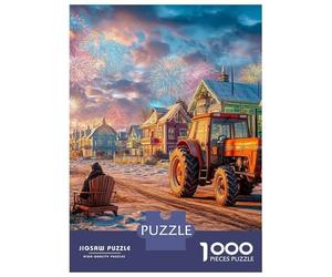Escena del Pueblo de Invierno 1000 Piezas Papel Durable Estilo Festivo de Vacaciones Rurales Puzzle para Adultos Portátil Fácil Almacenar Horas De Entretenimiento Ocio En Casa 70x50cm/1000pcs