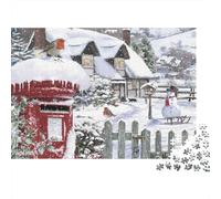 Escena del Pueblo de Invierno_2> Puzzle 1000 Piezas para Toda La Familia para Expertos Entrenamiento Mental Idea De Regalo Piezas Precisas Reciclable 70x50cm/1000pcs