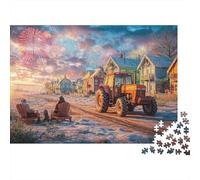 Escena del Pueblo de Invierno Puzzle De 1000 Piezas Estilo Festivo de Vacaciones Rurales Hombres, Mujeres, Ancianos Y Mayores 52x38cm/1000pcs