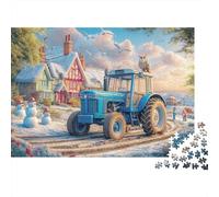 Escena del Pueblo de Invierno Puzzles 1000 Piezas Estilo de Arte Tractor Vintage Serie Art Collection Diversión Adultos Y Niños A Partir De 12 Año 70x50cm/1000pcs
