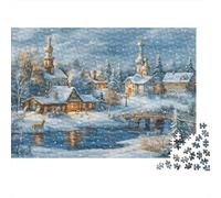 Escena del Pueblo de Invierno Rompecabezas 1000 Piezas Desafío Imposible Juego Difícil Adultos Familia Ilustrados Regalo Familiar Papel 70x50cm/1000pcs
