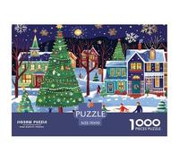 Escena del Pueblo de Navidad Material De Papel Resistente Buen Rompecabezas, Apto para Relax En Casa Y Hobbies Personales 70x50cm/1000pcs