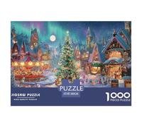 Escena del Pueblo de Navidad Material De Papel Resistente Buen Rompecabezas, Apto para Relax En Casa Y Hobbies Personales 38x26cm/1000pcs