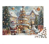 Escena del Pueblo de Navidad Paquete De Rompecabezas 1000 Piezas para Apasionados, Cartón Resistente,Whimsical Xmas Tree Decoración Mural, Regalo Familia, Diversión Fin De Semana 70x50cm/1000pcs
