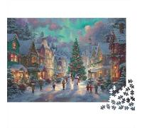 Escena del Pueblo de Navidad Rompecabezas Clásico 1000 Piezas para Adultos Todas Edades, Cartón Premium,Xmas Market Crowd Decoración Interior, Regalo Mujeres, Relajación En Casa 70x50cm/1000pcs