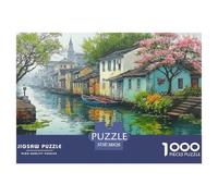 Escena del Pueblo del Canal Piezas De Cartón Resistentes Ideal para Entrenar Pensamiento Lógico, Memoria Y Concentración En El Ocio 38x26cm/1000pcs