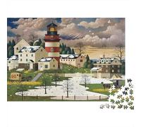 Escena del Pueblo del Faro 1000 Piezas Stock De Cartas Premium Rompecabezas Clásicos Pareja Socios Alivio del Estrés Decoración De Paredes Paquete De Valor 70x50cm/1000pcs