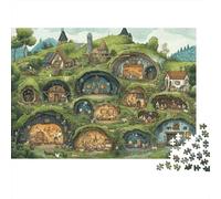 Escena del Pueblo del Hobbit 1000 Piezas Stock De Cartas Premium Rompecabezas Premium para Adultos Desafío Educativo Decoración De Paredes 70x50cm/1000pcs